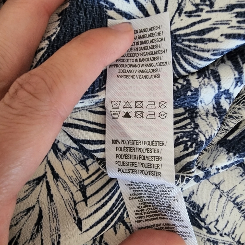 Primark 12 Palm Trees Blue White NWOT - Picture 2 of 11
